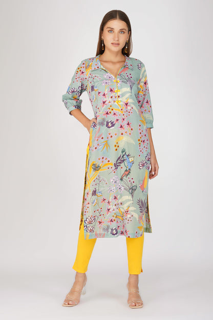 Print Cotton Kurta (Chidiya)